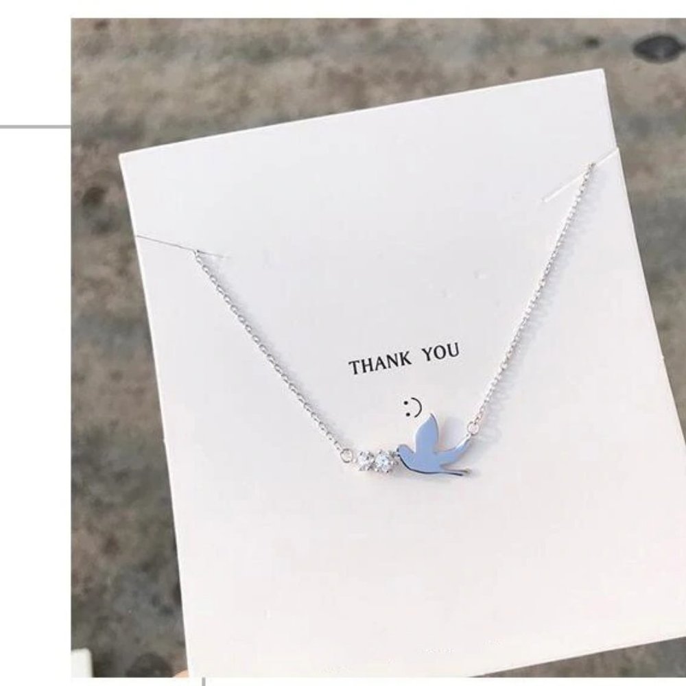 NEW 925 Sterling Silver Diamond Bird Necklace - Picture 6 of 8